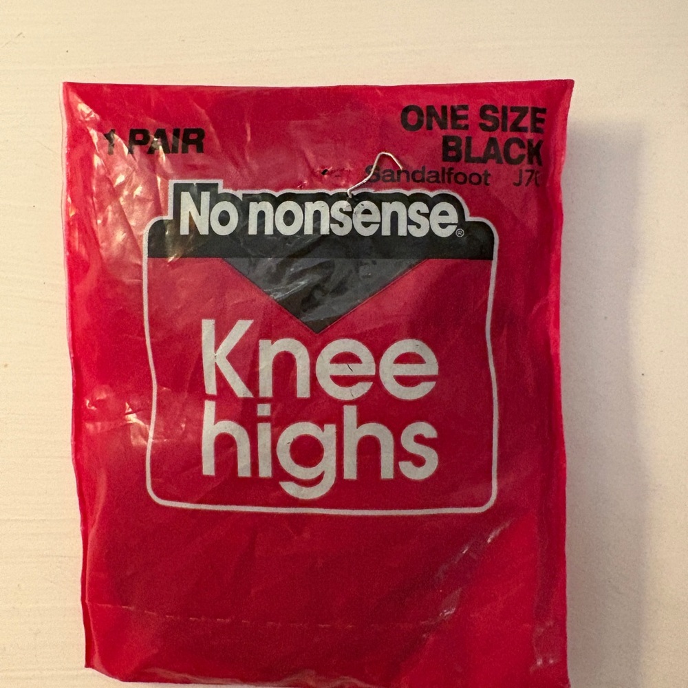 Vintage No Nonsense Knee Highs BLACK OneSize  Sandal foot